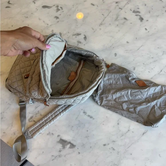 Preowned MZ Wallace Light Gray Quilted Mini Backpack - Picture 6 of 7